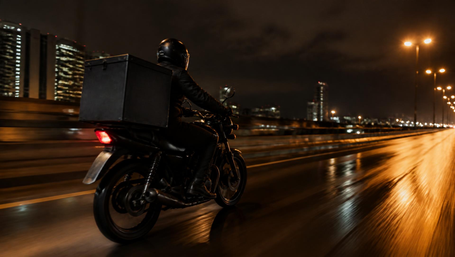 Jules Luxury dispatch rider moving through Lagos at night